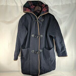 Jacob Jr. Vintage Wool Coat Hooded Full Zip Hook Loop 65701 Black Women's 12 XL